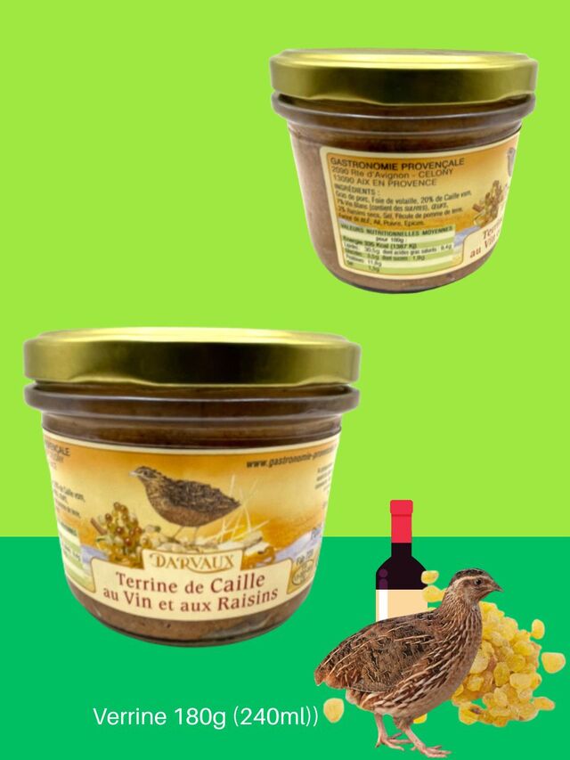 TERRINE de CAILLE au Vin et aux Raisins - 180g - 240ml