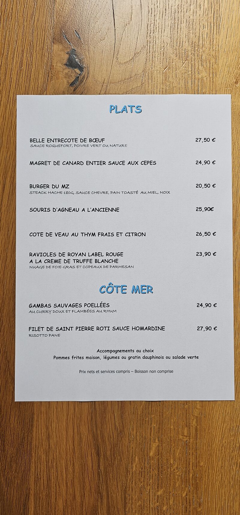 Nos plats maison 