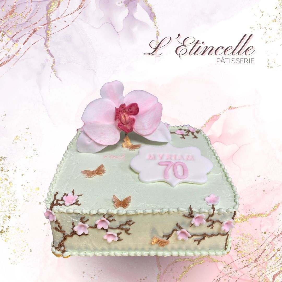 Gâteau carré Orchidée