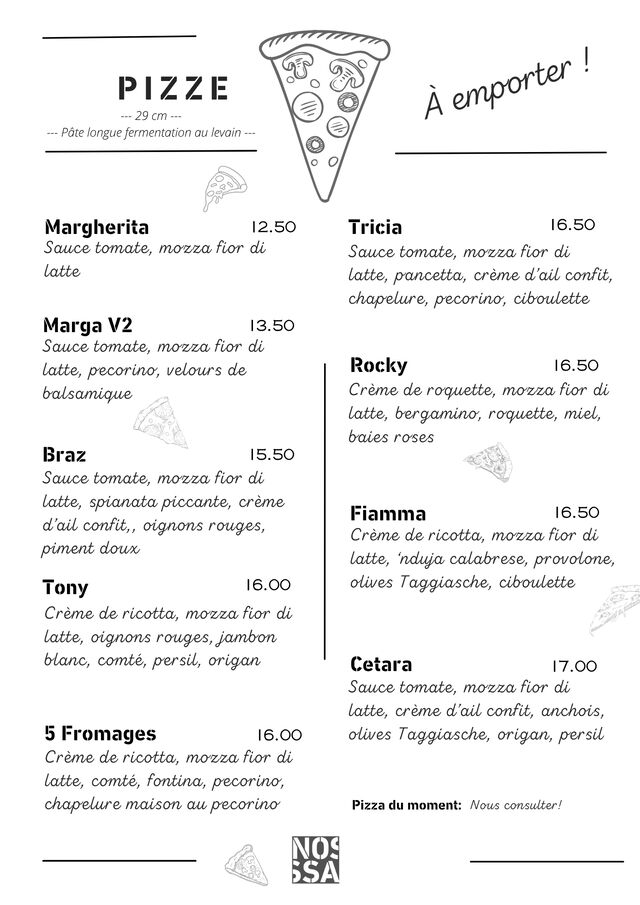 Menu Pizza Printemps 2026