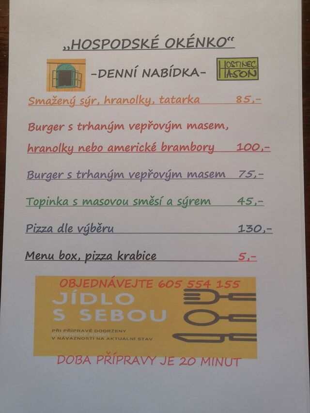 Otevřeno každý týden (po dobu NOUZOVÉHO STAVU) od čtvrtka do neděle 14 - 20 hod.