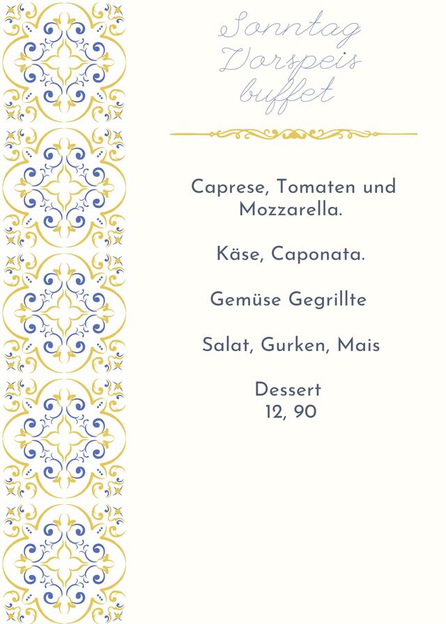 Sonntag ab 17 :00 Uhr bis 20:30 Uh Vorspeis buffet r 