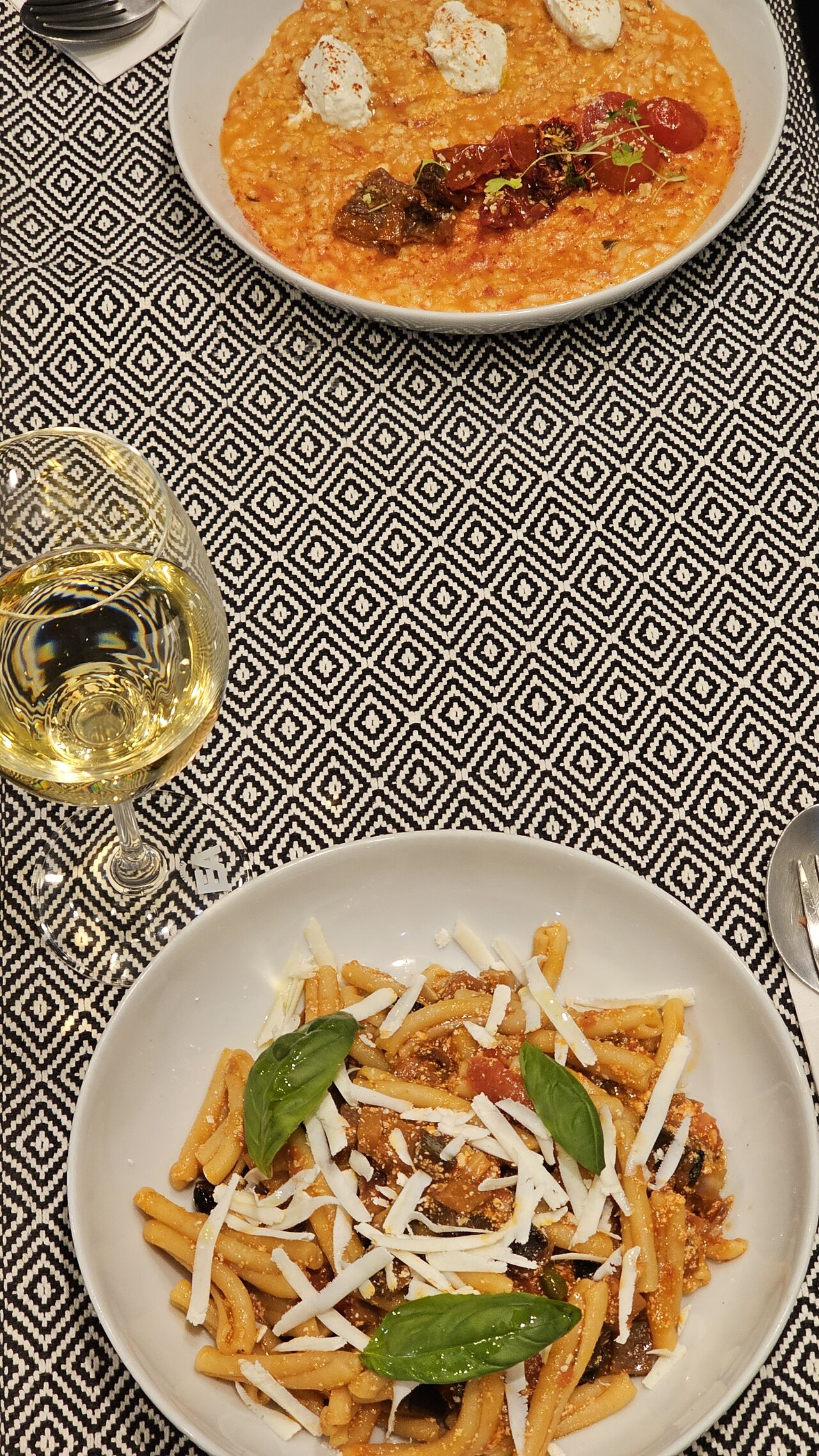 Pasta Alla Norma e Risotto Pomodoro