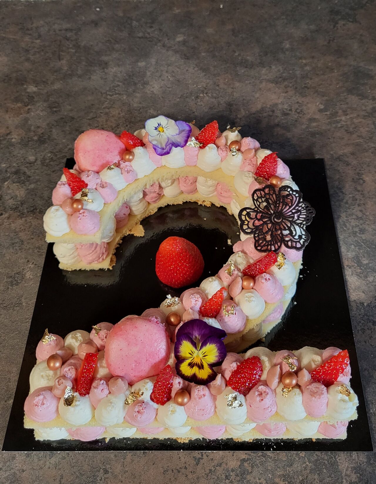 Number cake chocolat blanc/fraise