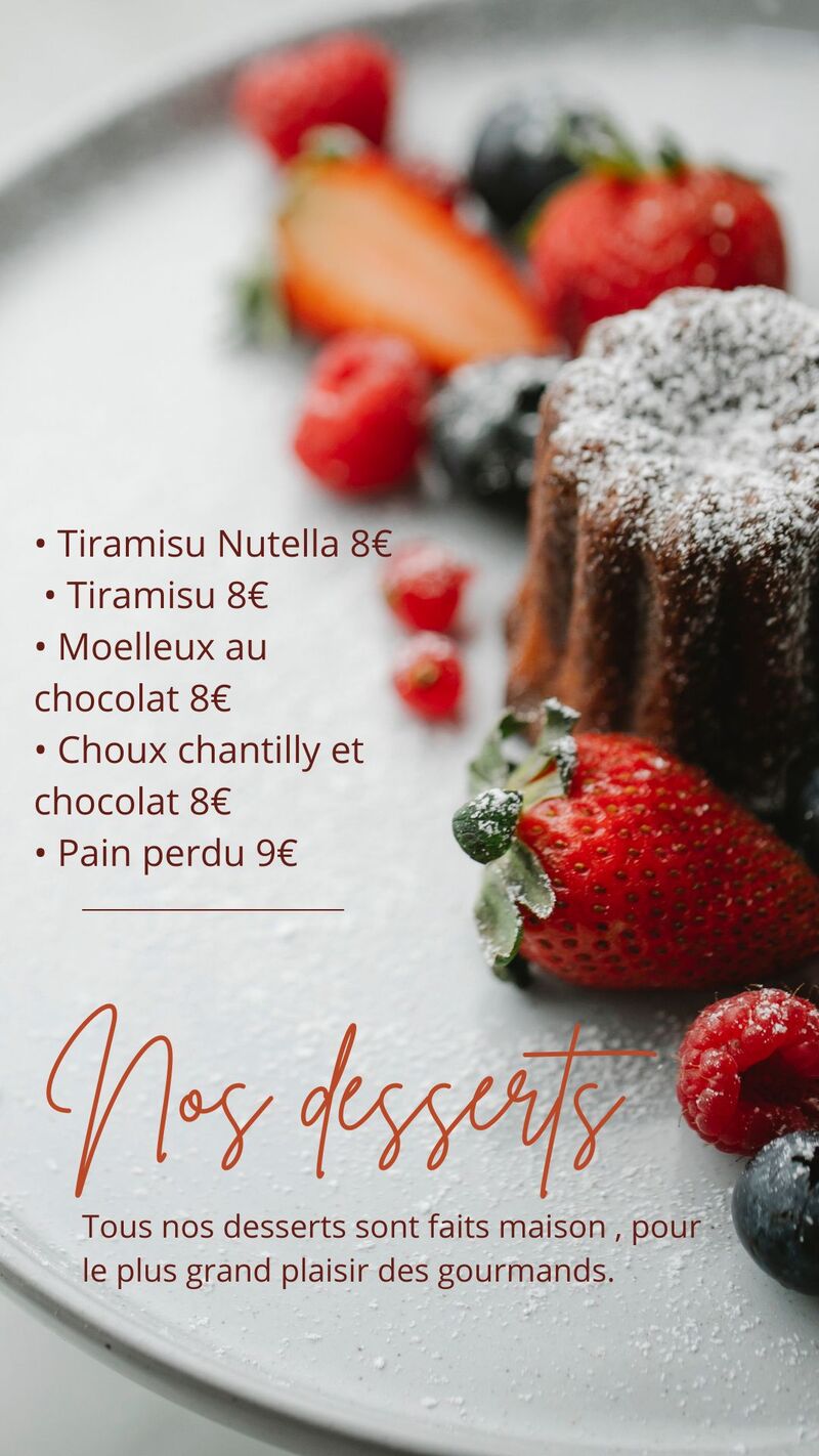 Notre carte des desserts