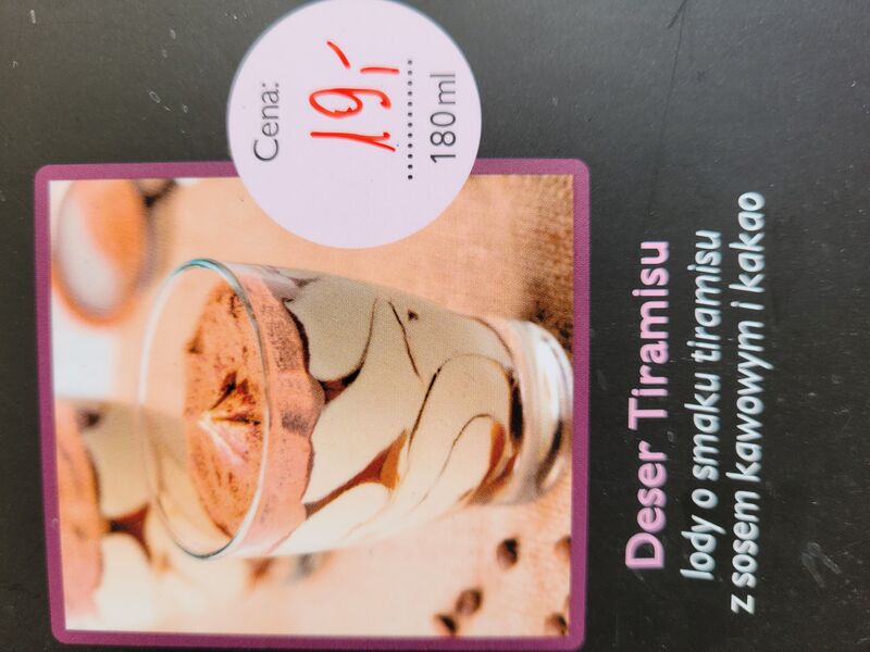 Nowości w Bistro
Lody deser tiramisu