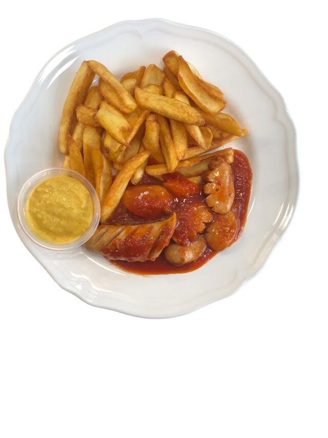 Currywurst mit Reis