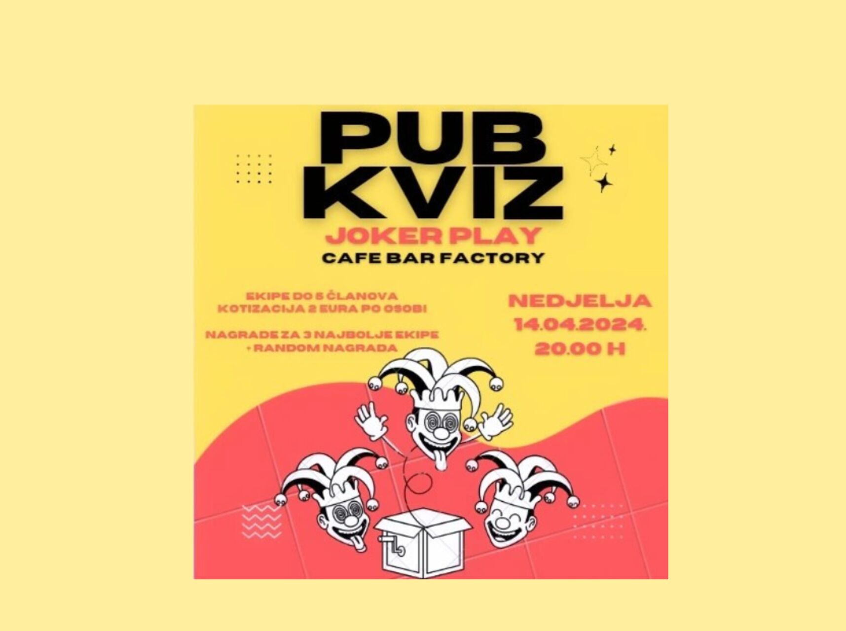 NOVO IZDANJE NAŠEG PUB KVIZA - "JOKER PLAY"