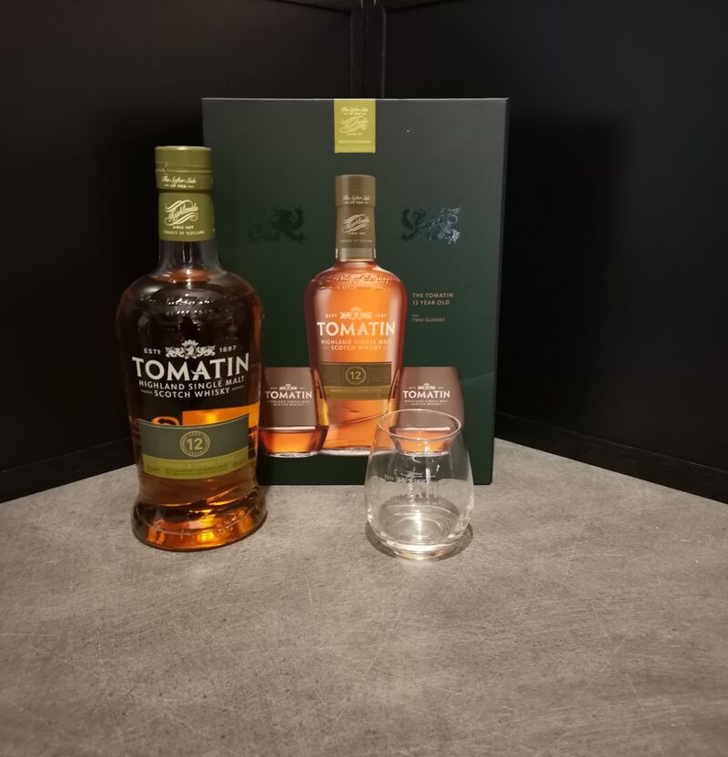 Coffret Tomatin 12 ans d'âge avec 2 verres=plus en stock