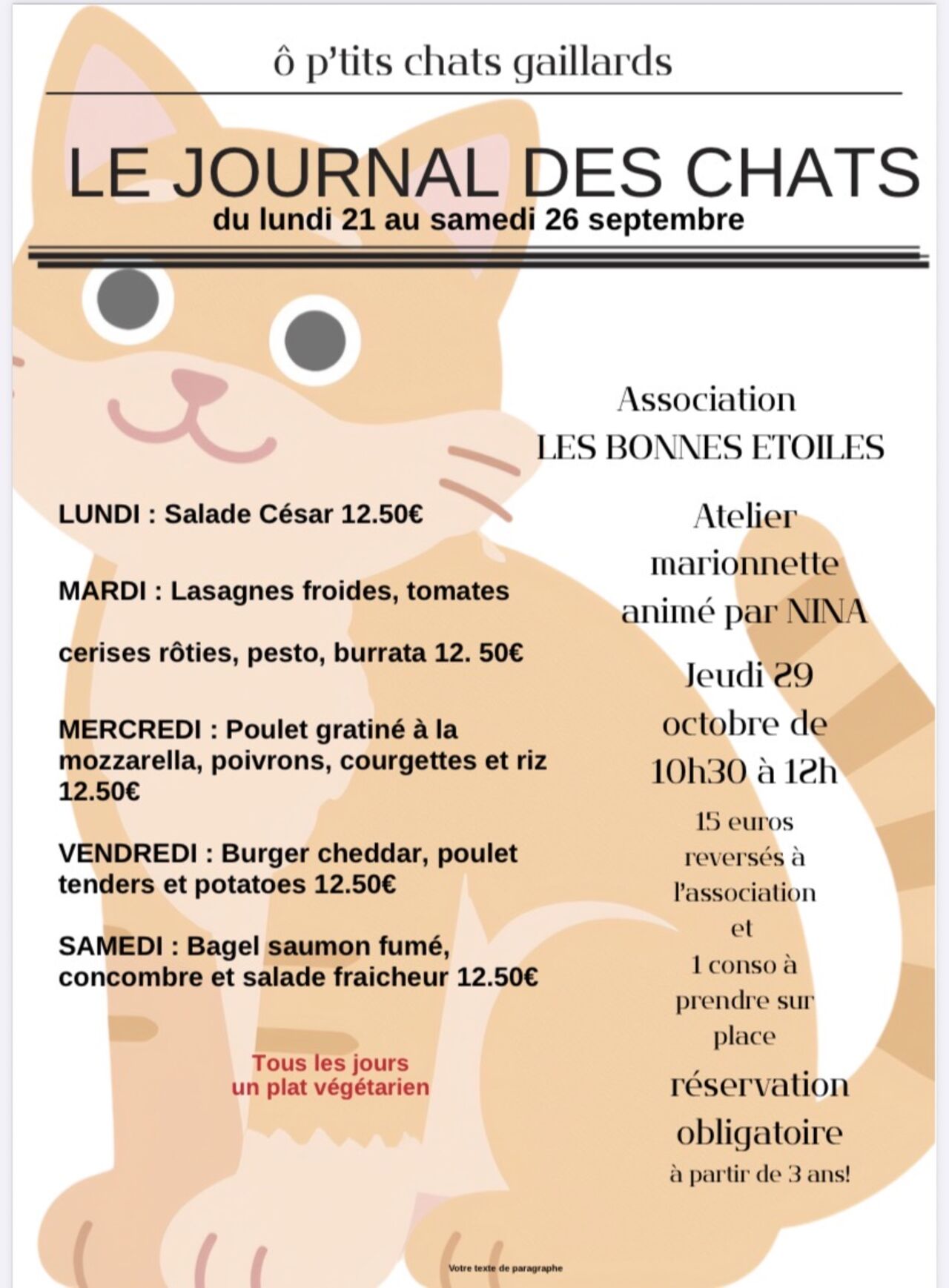 Menu du 21 au 26 septembre