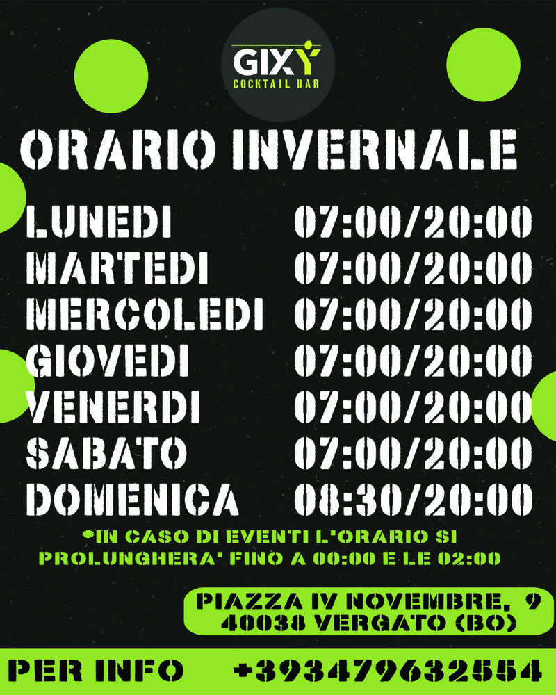 ORARIO LOCALE E DETTAGLI EVENTI