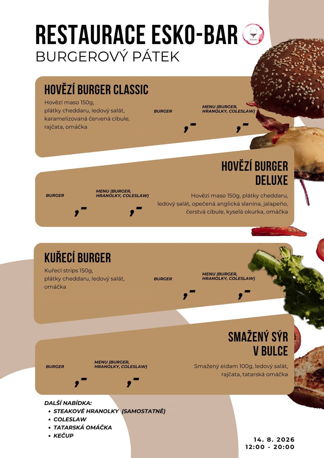 BURGEROVÉ MENU