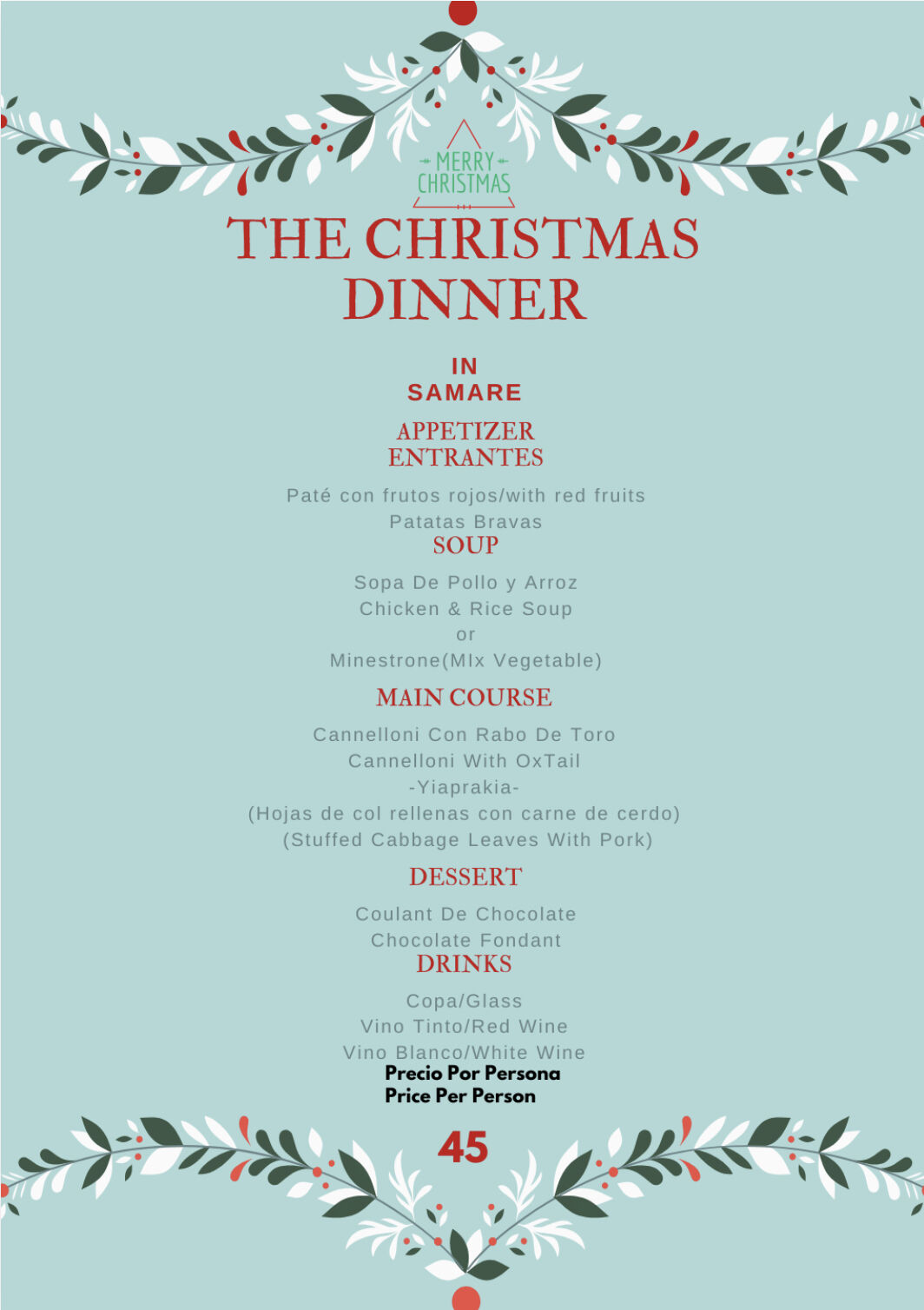 Menú navidad ?
Menù Natale
Christmas menú 