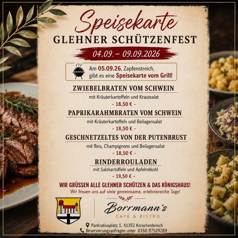 Schützenfest Speisekarte 