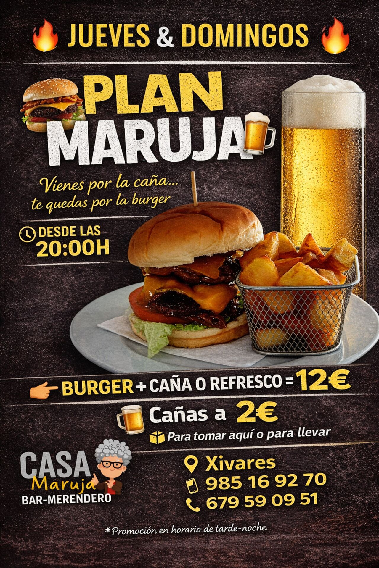 OFERTA DE BURGER PARA LOS JUEVES Y DOMINGOS