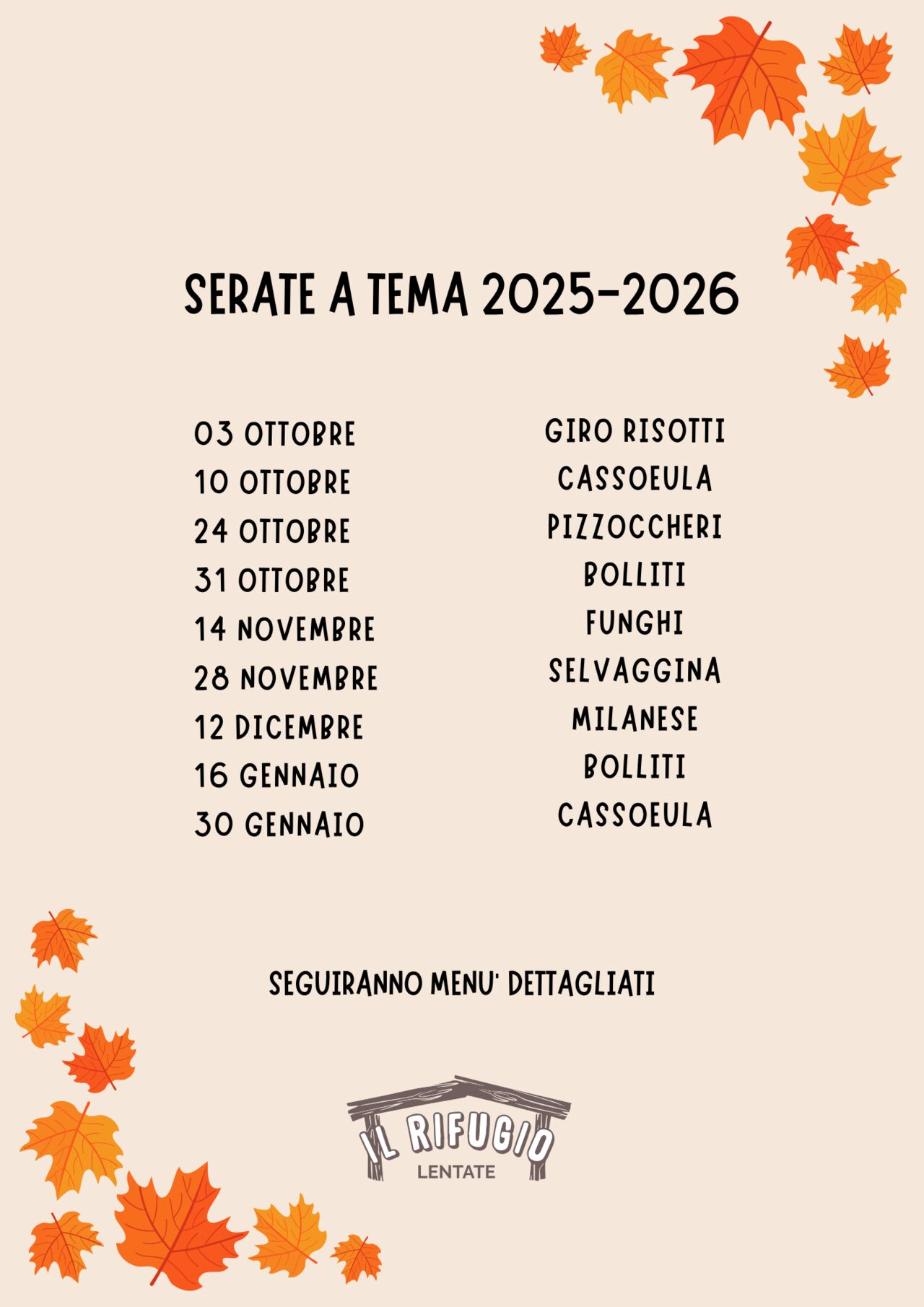 SERATE A TEMA AUTUNNO INVERNO 2025-2026