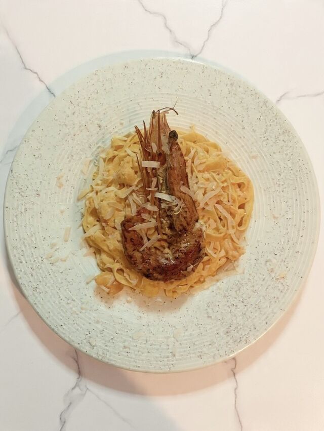 Tagliatelles aux gambas et parmesan