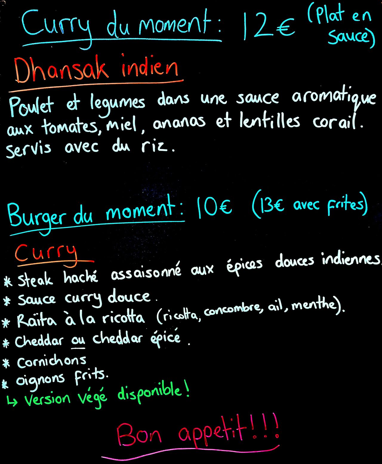 Burger/curry du moment 