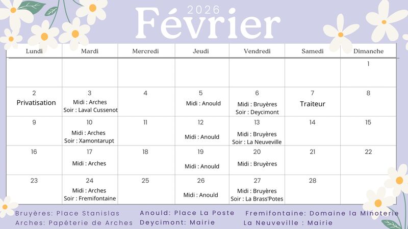 Les emplacements où vous pouvez nous retrouver ! 