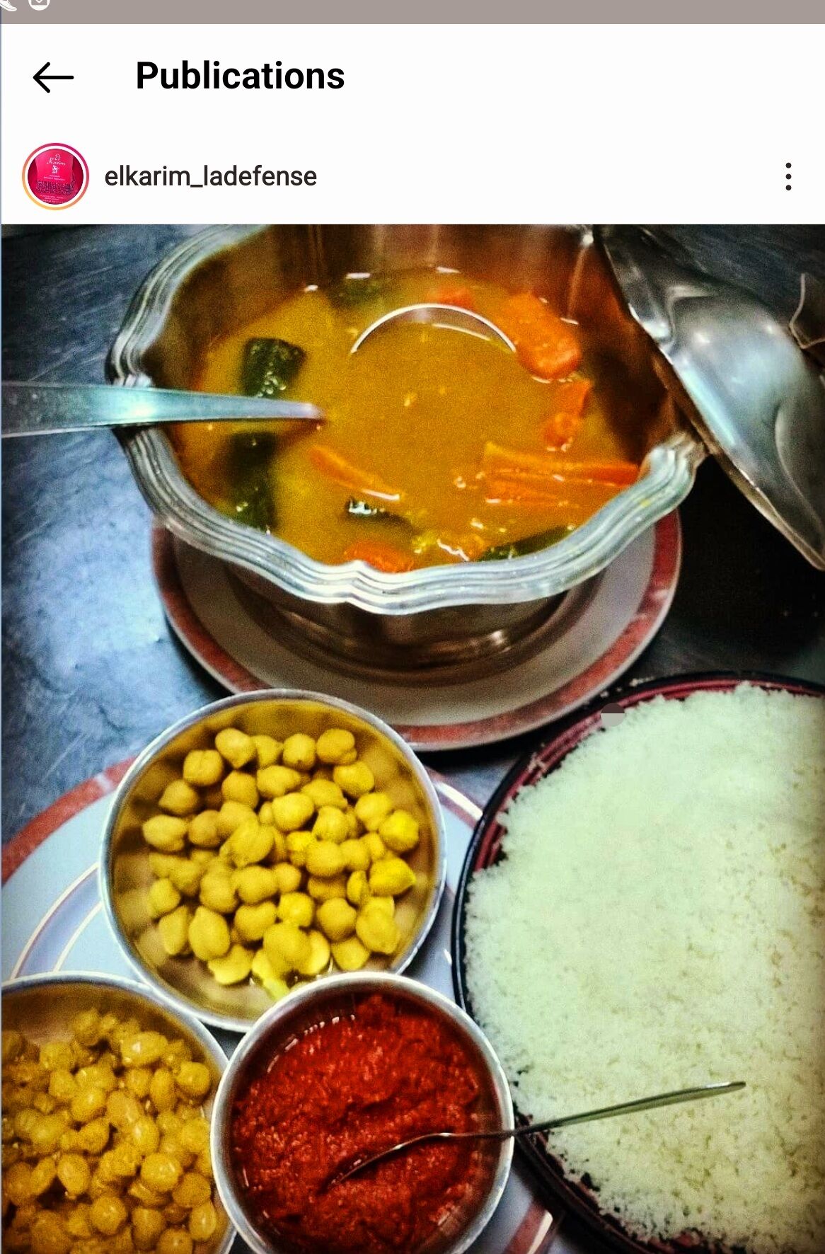 Coucous légumes 15,00 €uros, sans protéines animales.