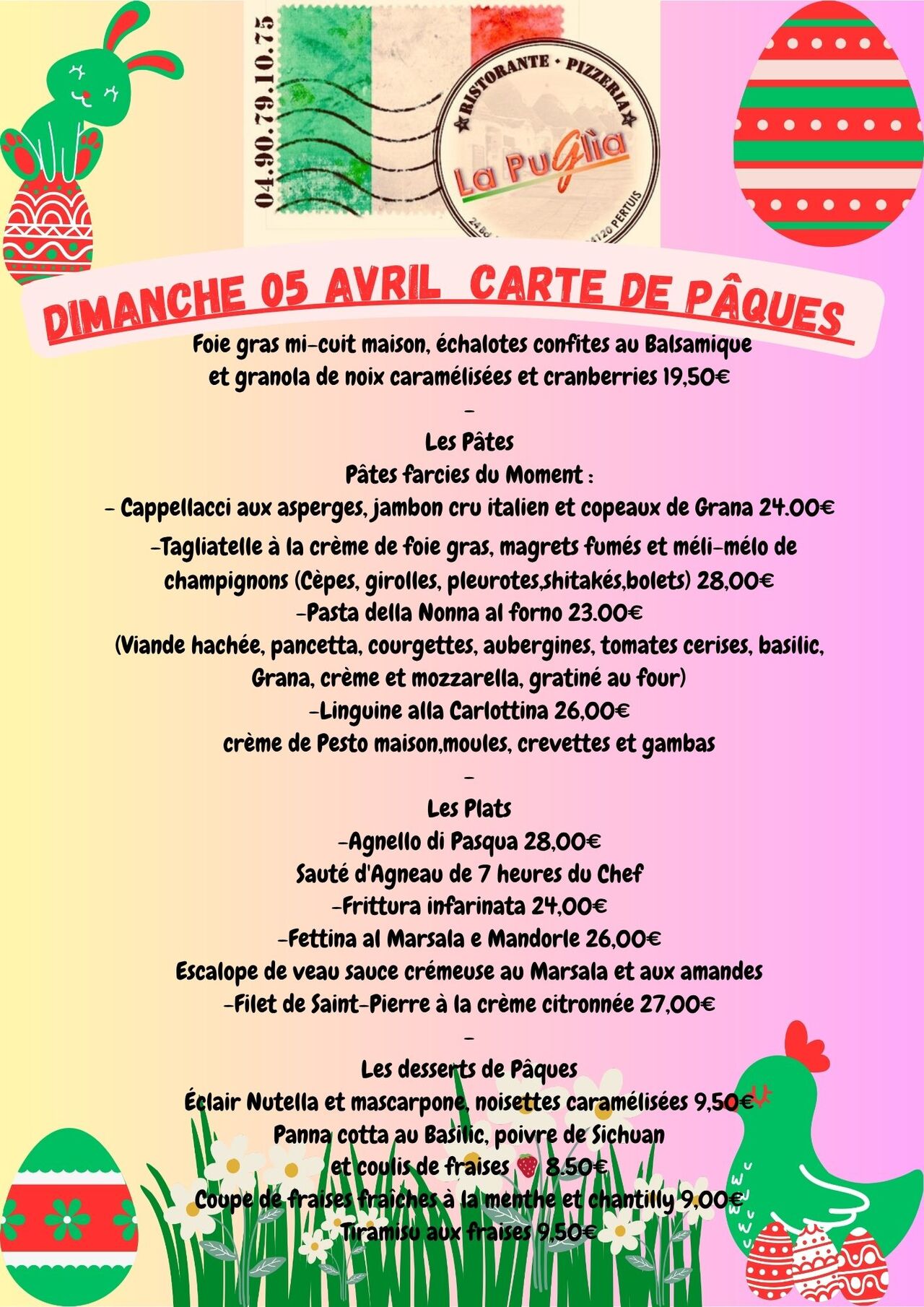 Menu de Pâques