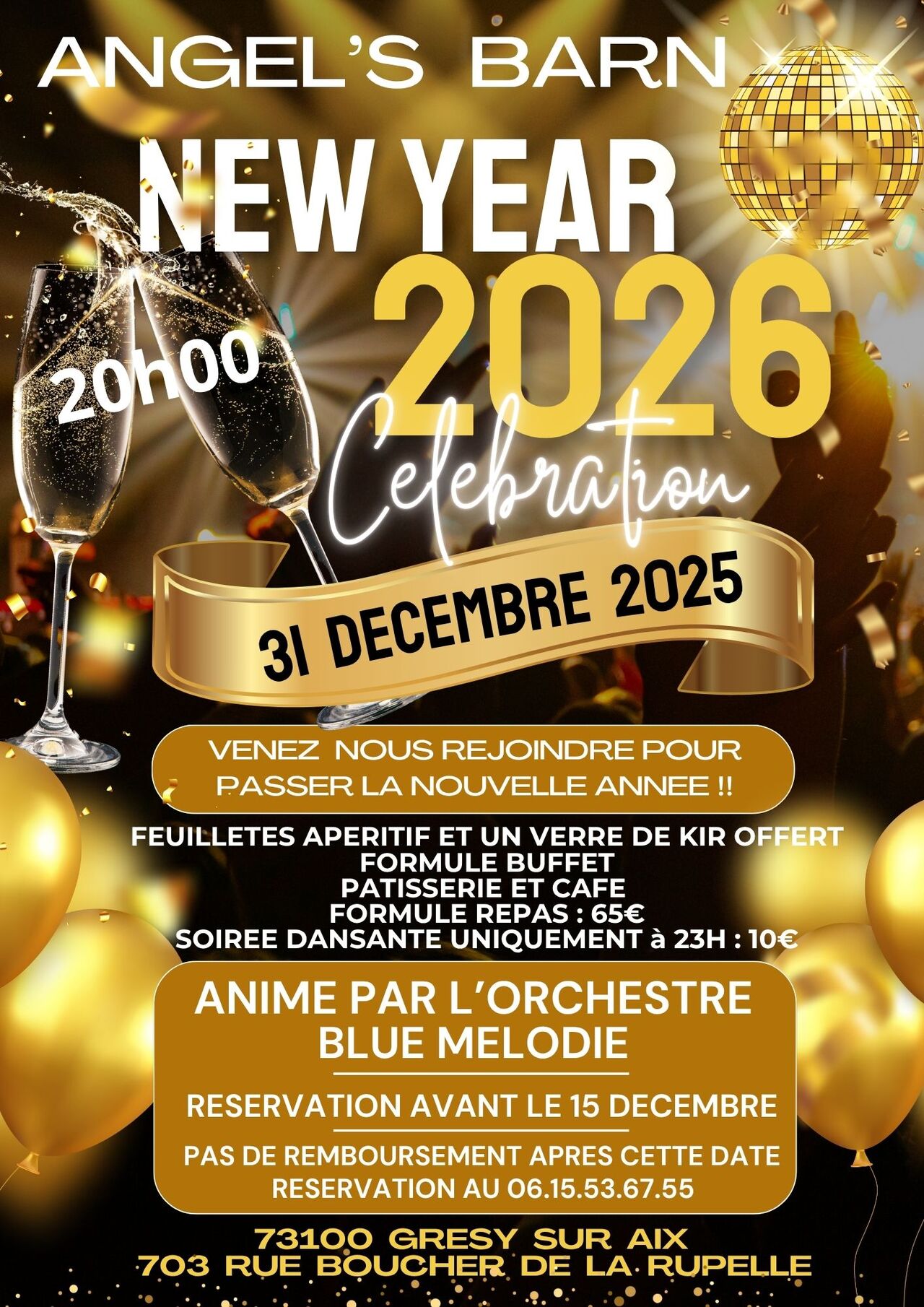 31 DECEMBRE : REVEILLON DE LA ST SYLVESTRE