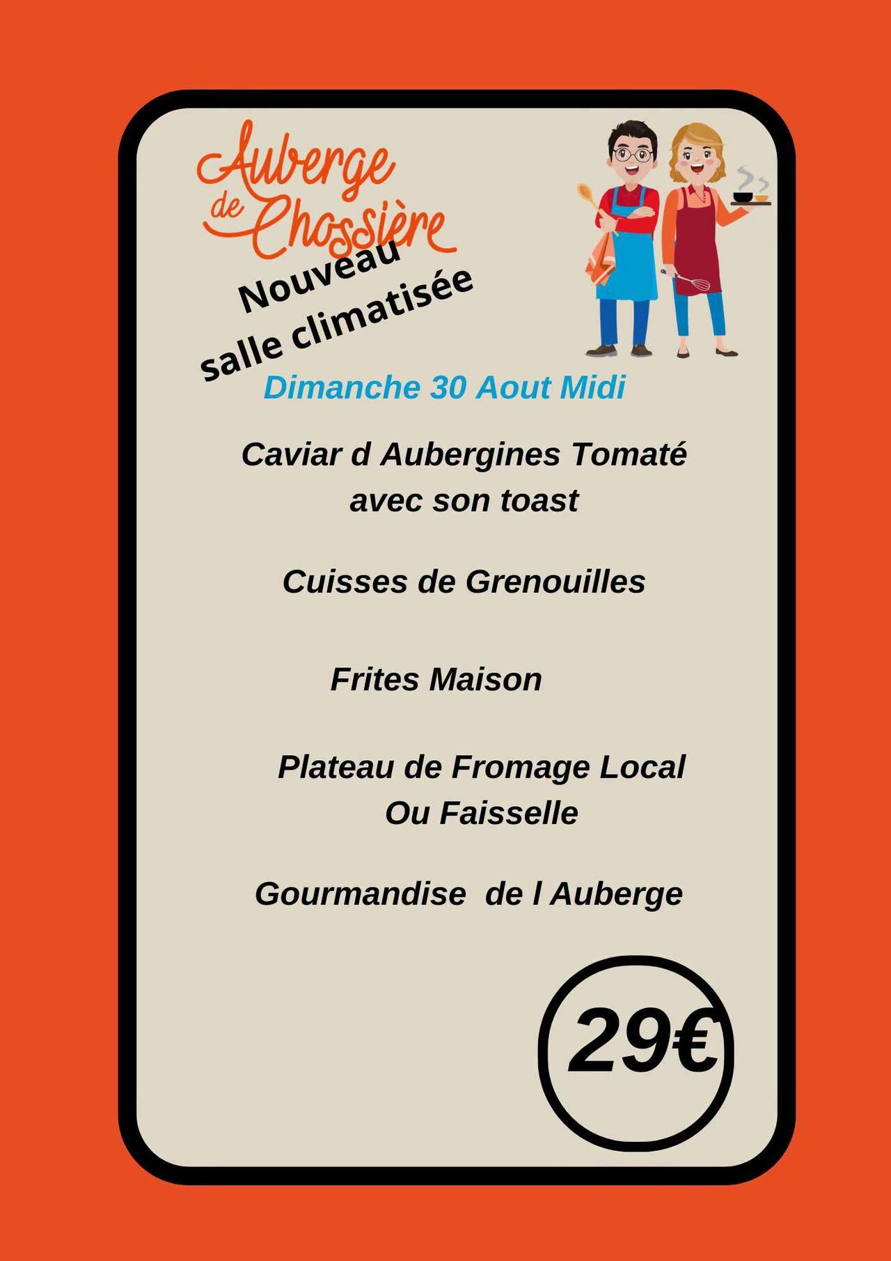 Menu à thème différent chaque week-end