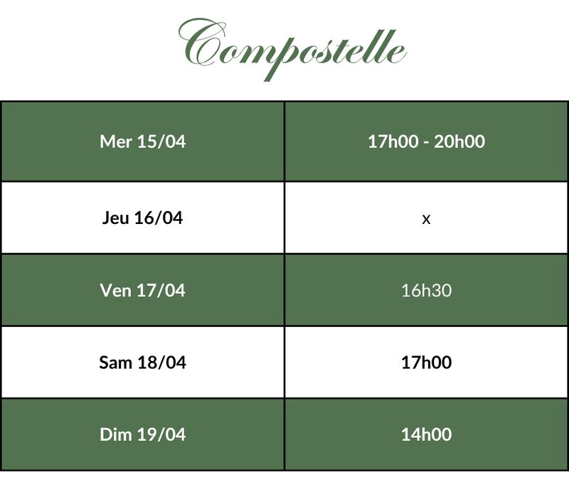 Compostelle - Horaires