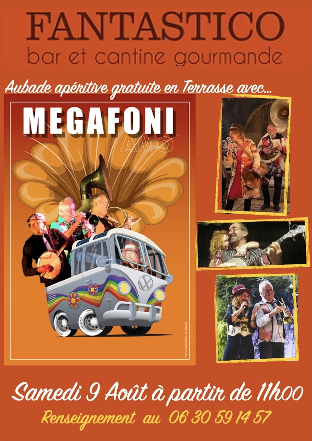 Aubade apéritive avec MÉGAFONI le dim. 9.08 à partir de 11 h 00