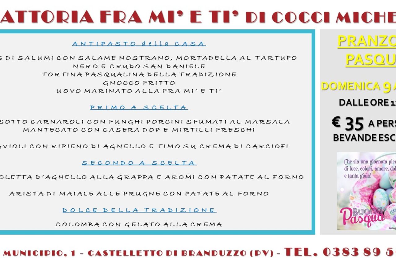 9 APRILE - PRANZO DI PASQUA