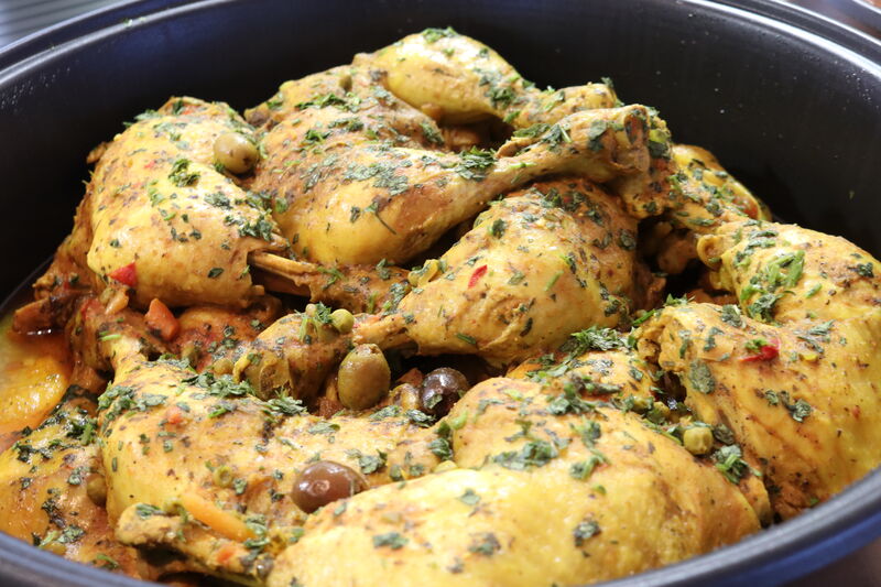 Tajine de poulet au citron confit olive pour 30 personnes