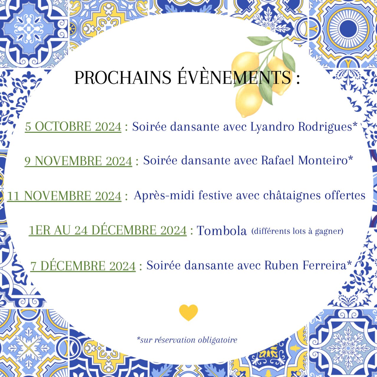 PROCHAINS ÉVÉNEMENTS