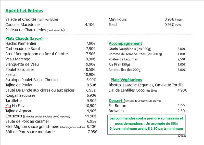 Carte Traiteur 2