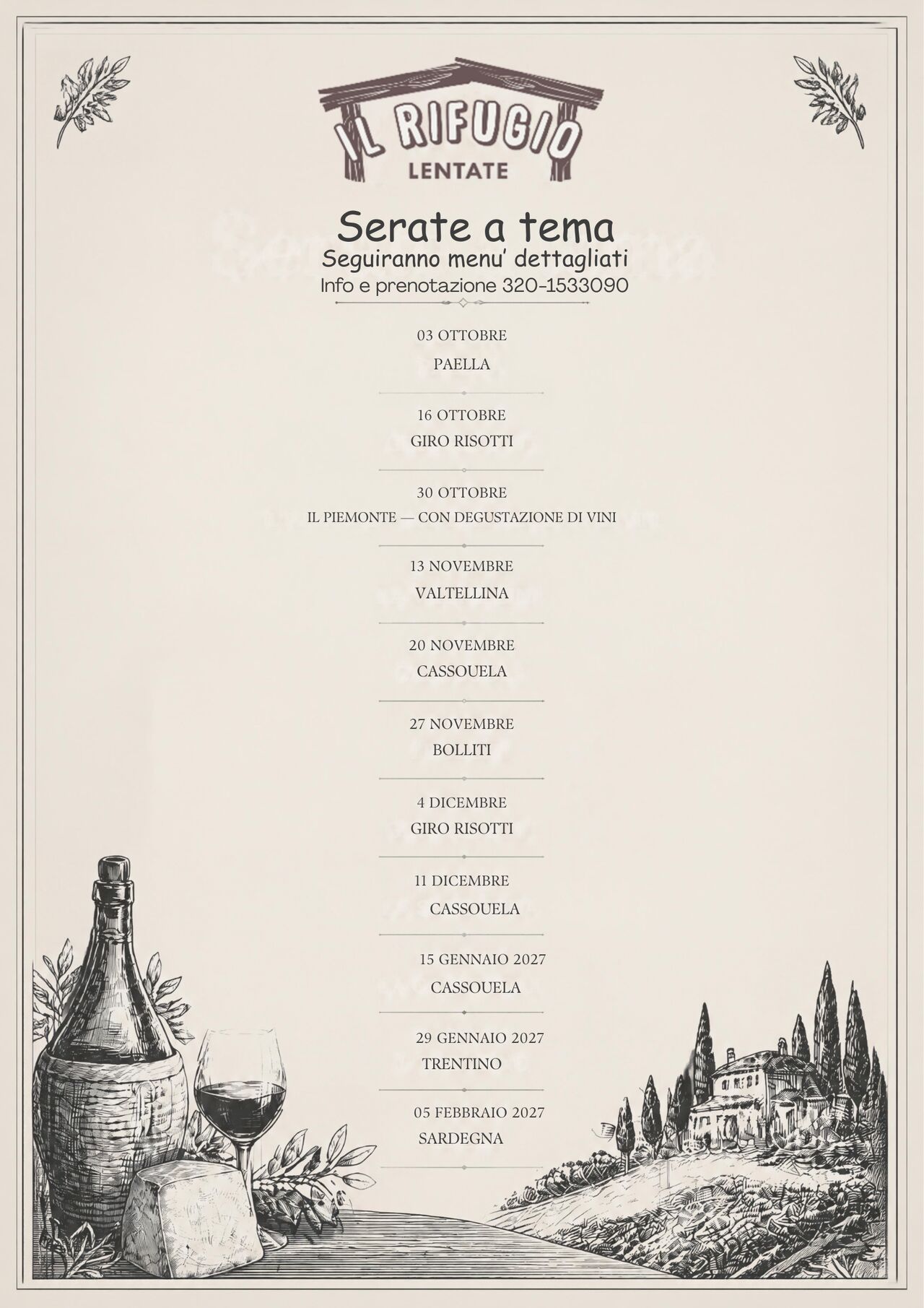 SERATE A TEMA 2026-2027