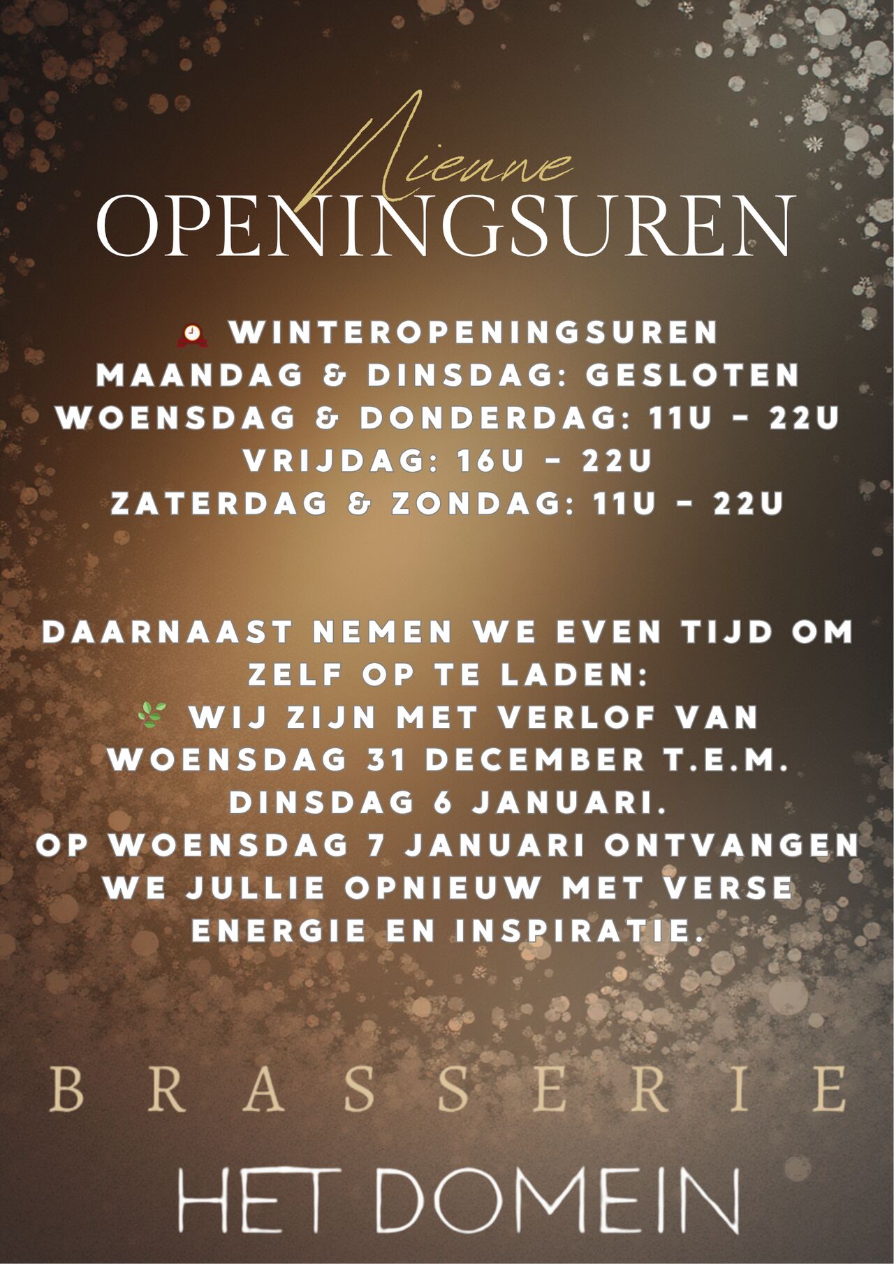 Nieuwe openingstijden 