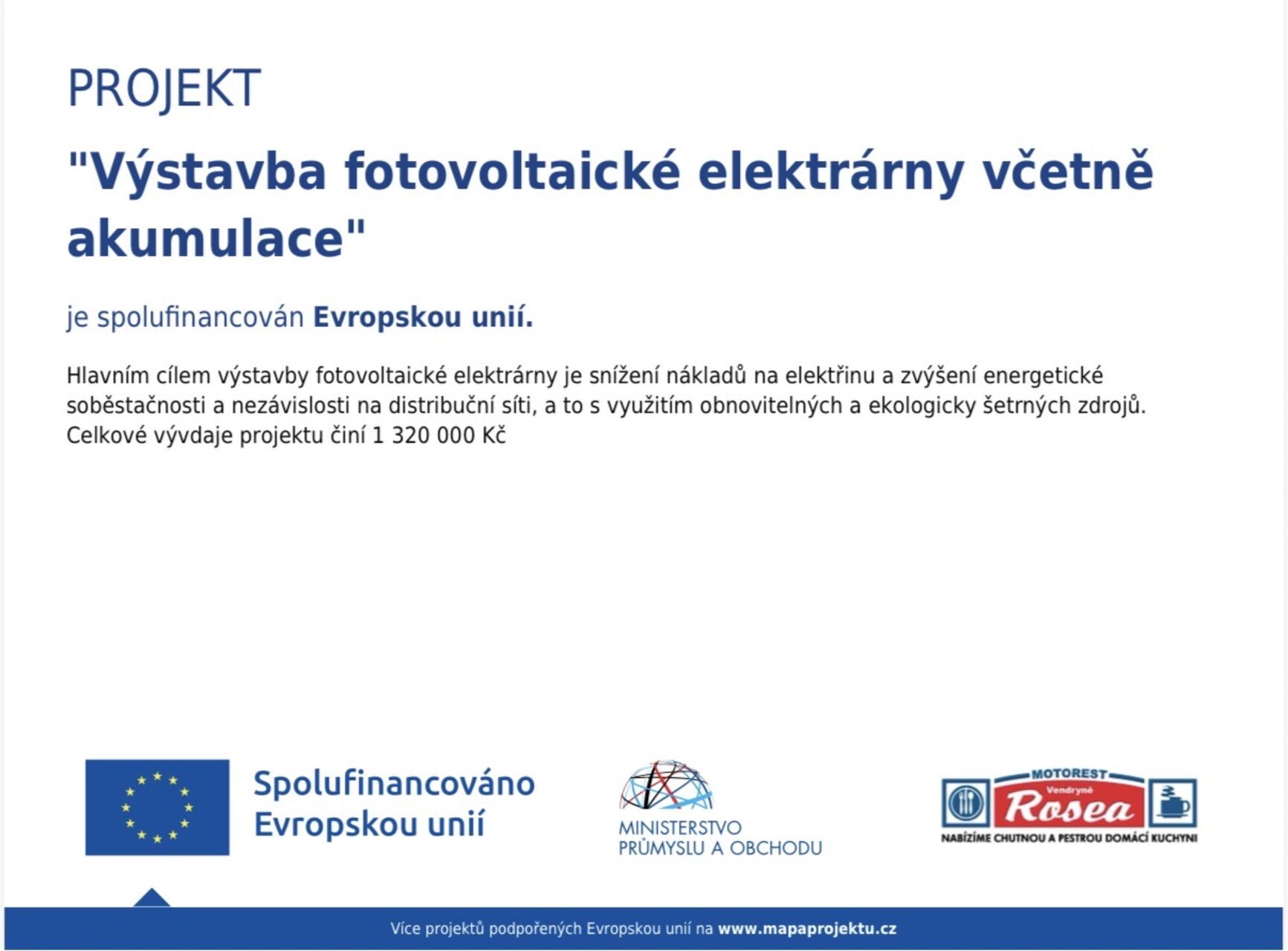 PROJEKT "Výstavba fotovoltaické elektrárny včetně akumulace"