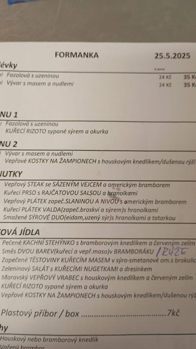 Jídelní lístek
