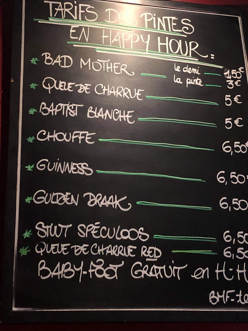 Tarif des bières en happy hour!!