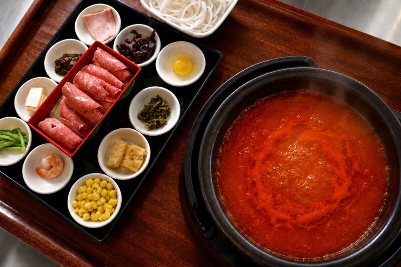 Tomato Soup with Beef Slices