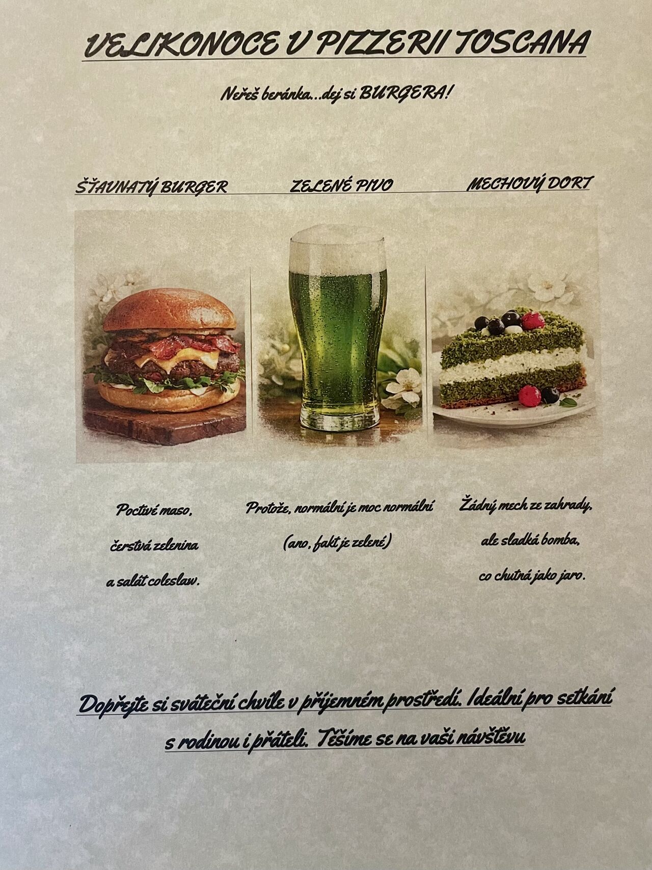 Velikonoce v pizzerii Toscana