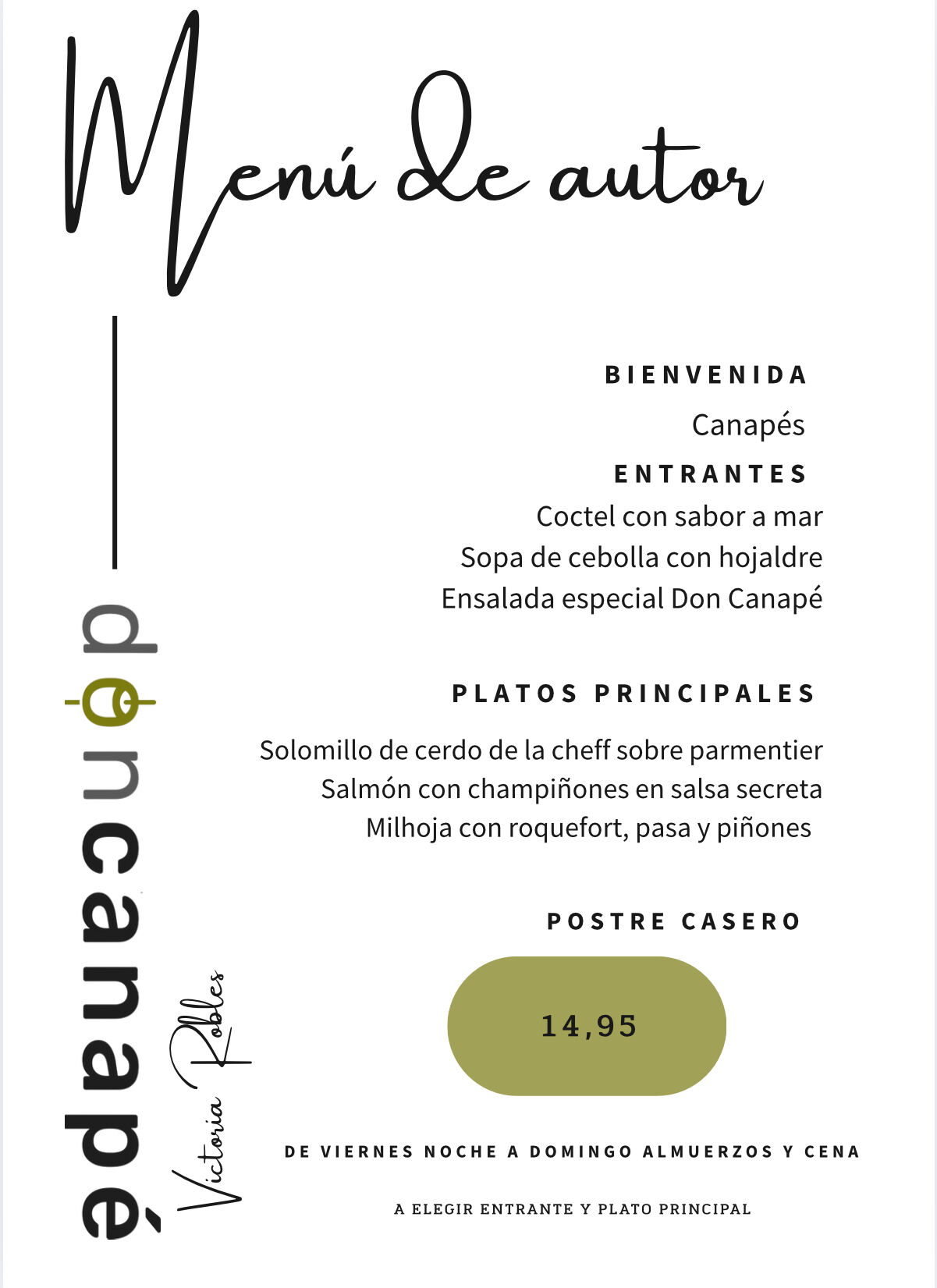 Menús de autor de lunes a viernes 