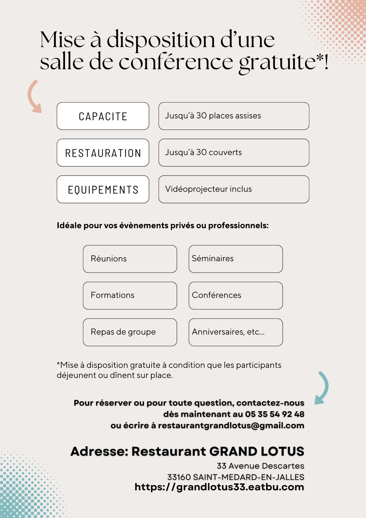 Location Salle de conférence