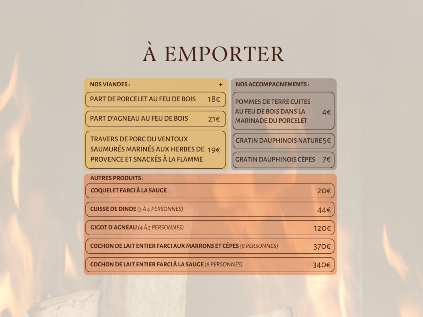 Notre carte à emporter 🏠