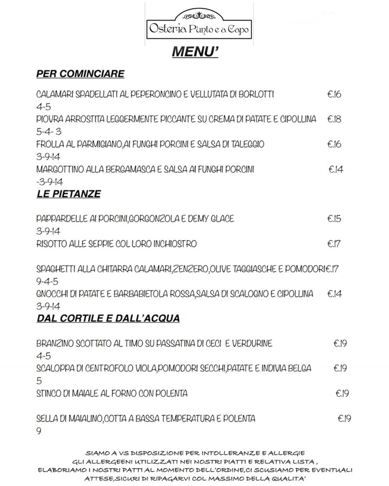 Menu di novembre 2025