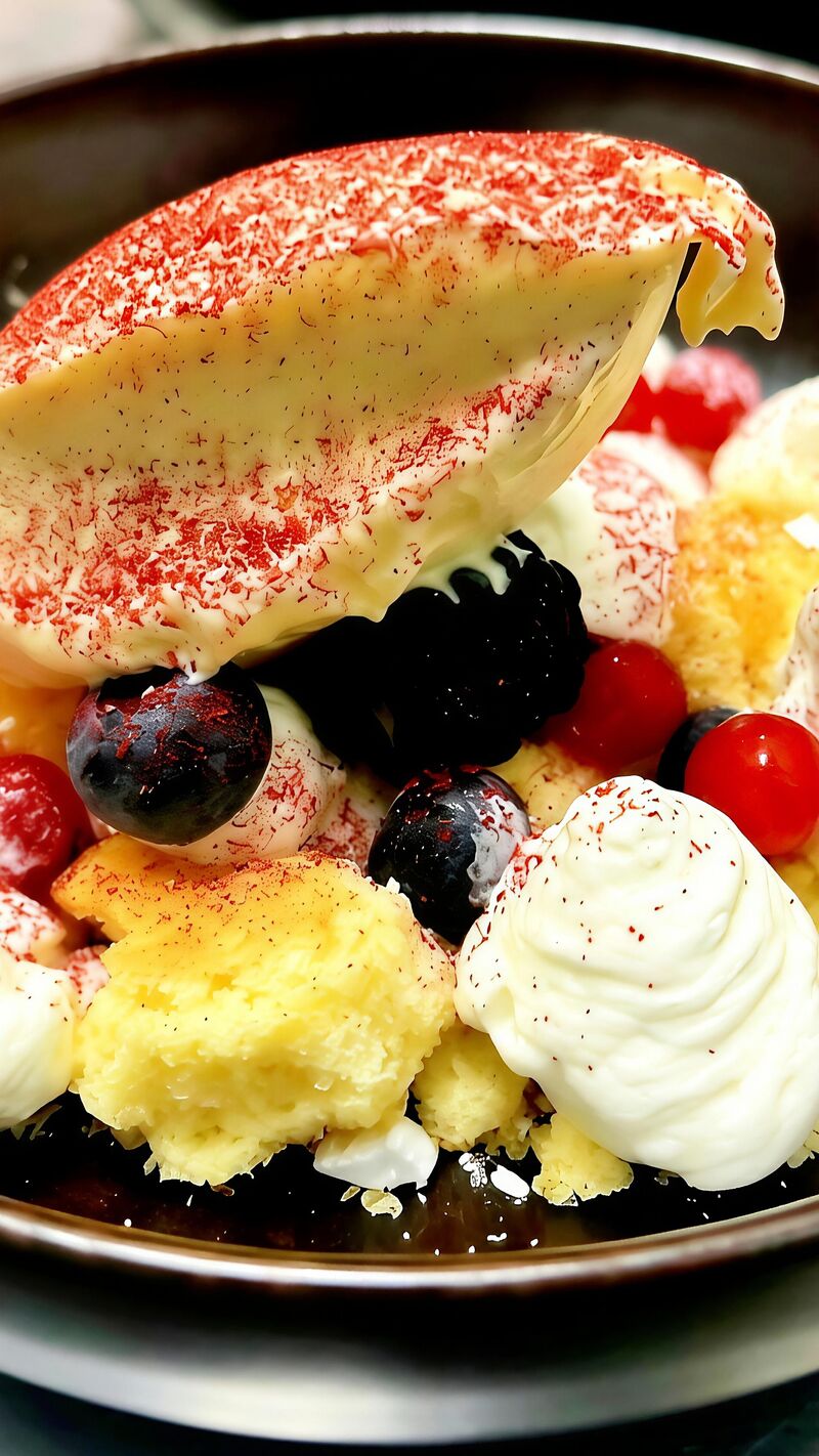 PAVLOVA CON FRUTTI ROSSI E GELATO ALLA CREMA