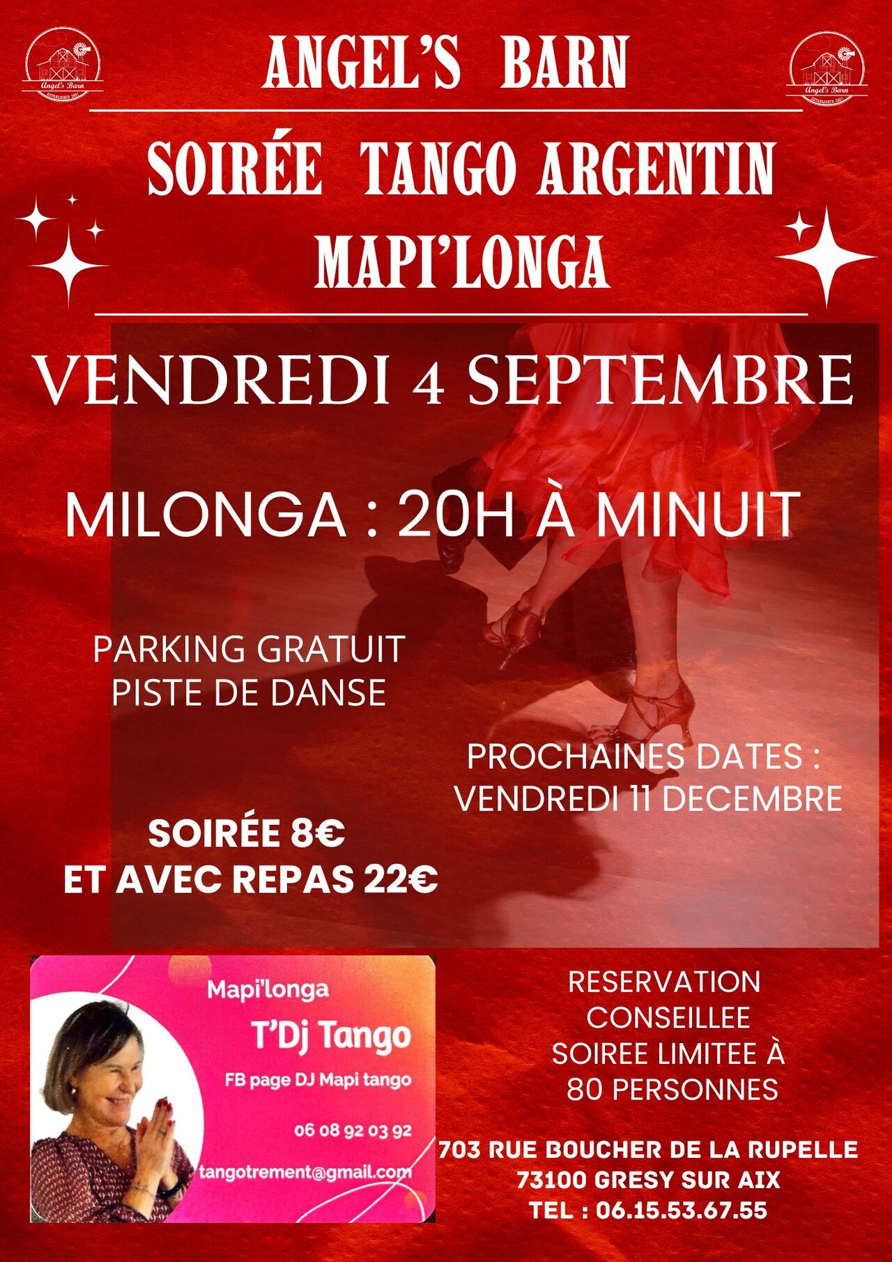 VENDREDI 4 SEPTEMBRE : SOIREE TANGO