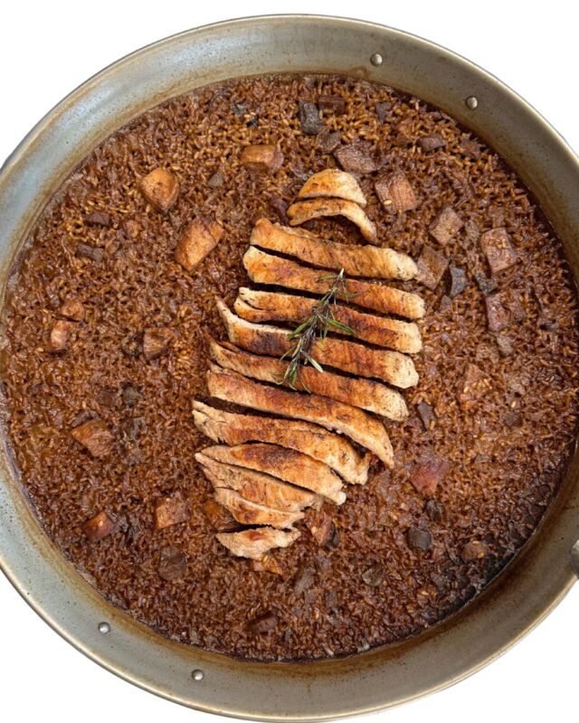 Arroz de secreto ibérico y boletus