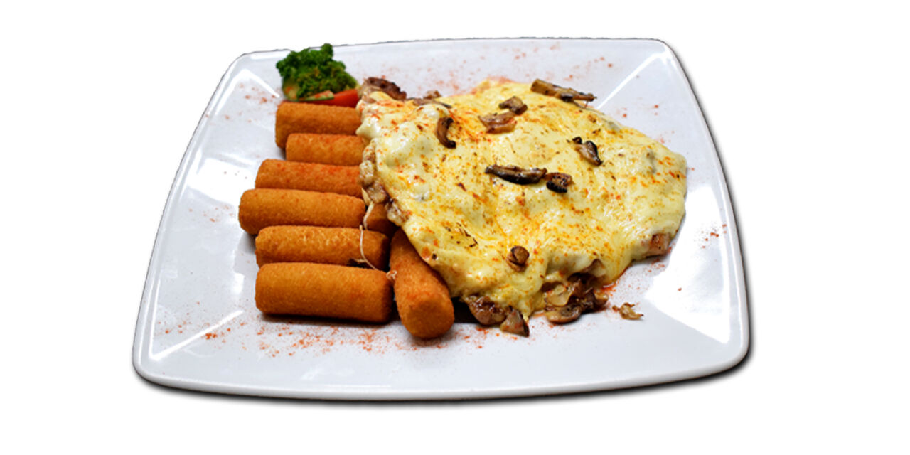 Óvári szelet / Óvári style slice (natural pork slice, ham, mushrooms, cheese)