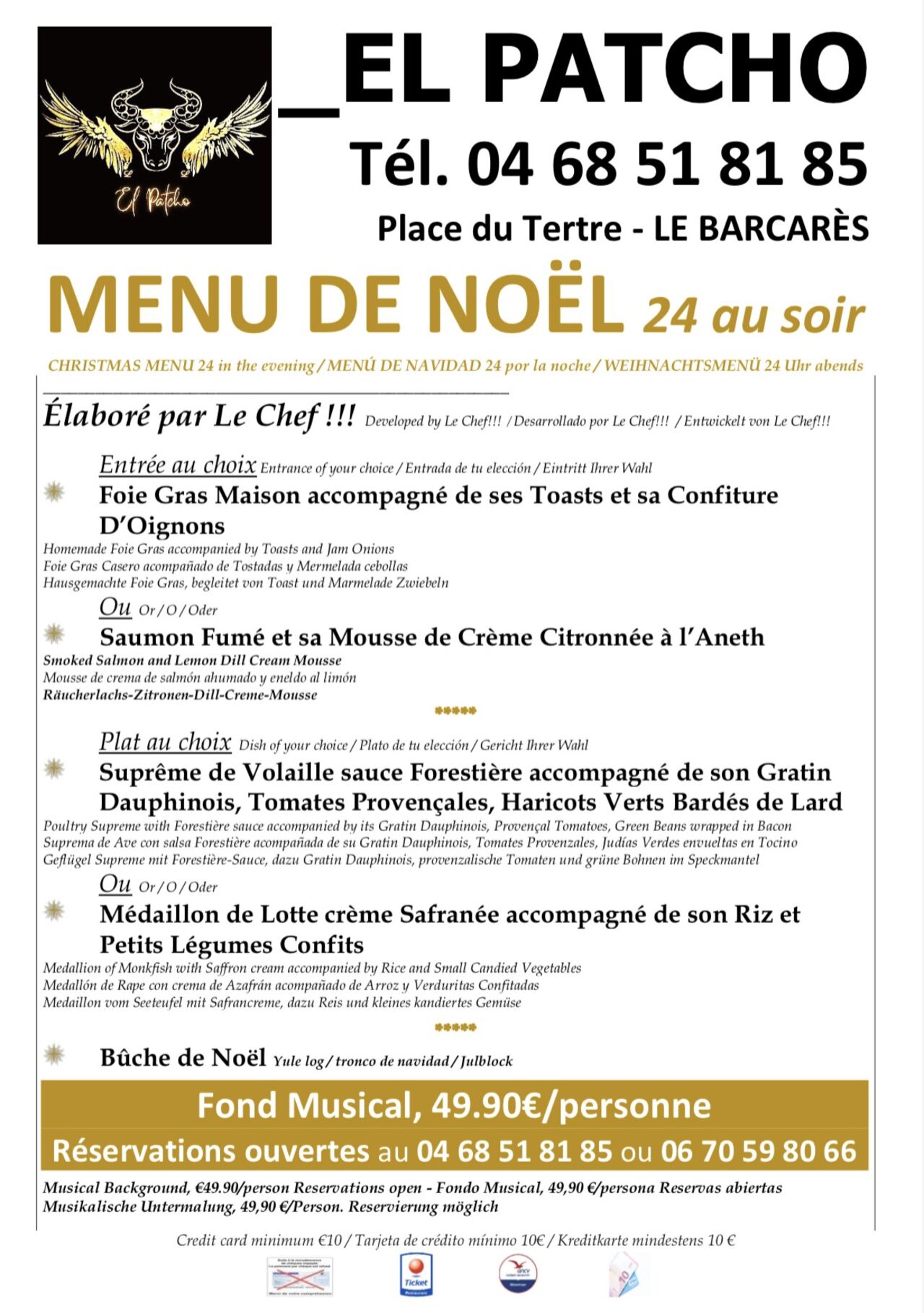 MENU DE NOËL DU 24 DECEMBRE SOIR