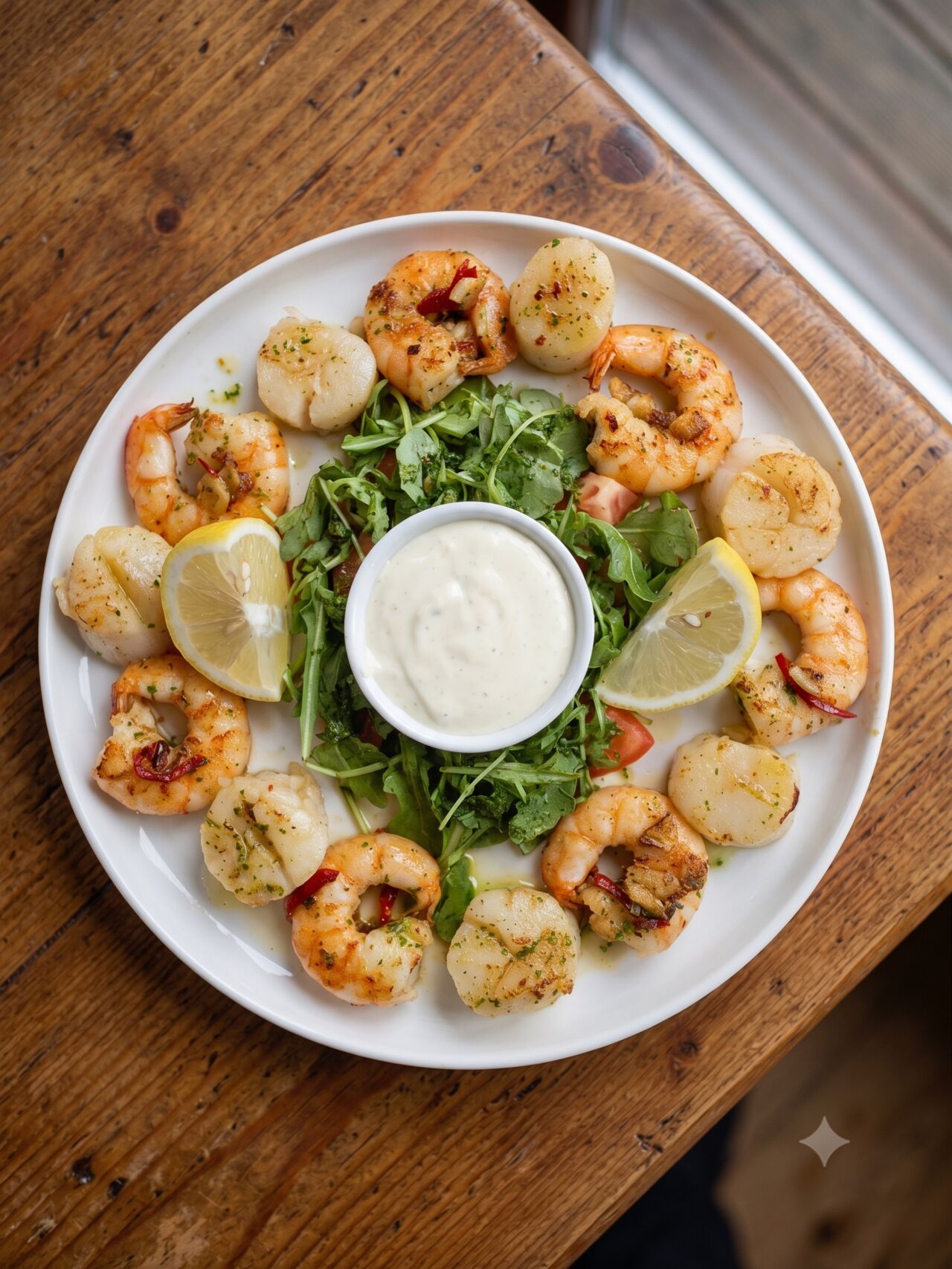 Scallops Saint James with Tiger Prawns